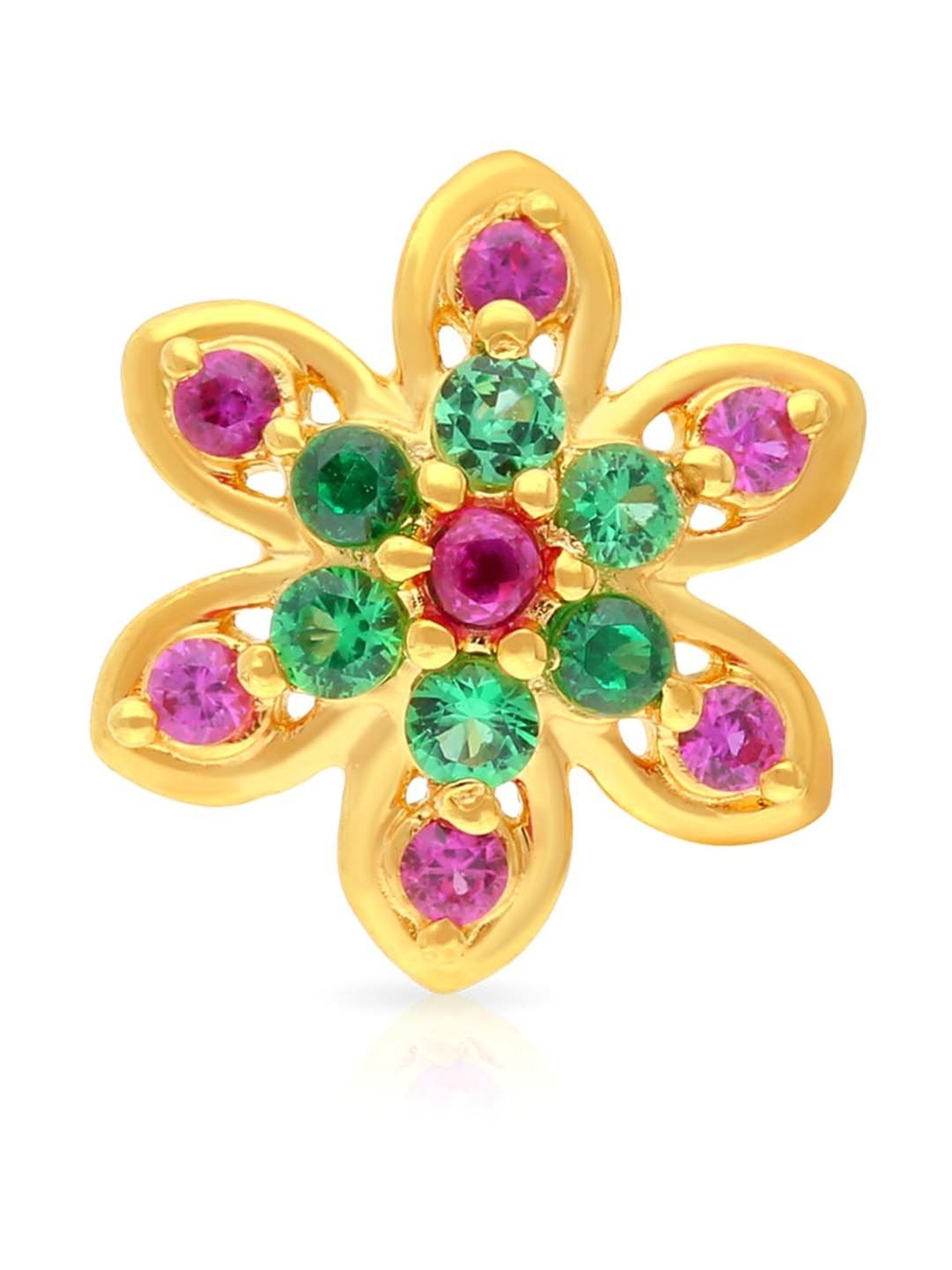 Malabar Gold and Diamonds 22k Gold Floral Nosepin for Women