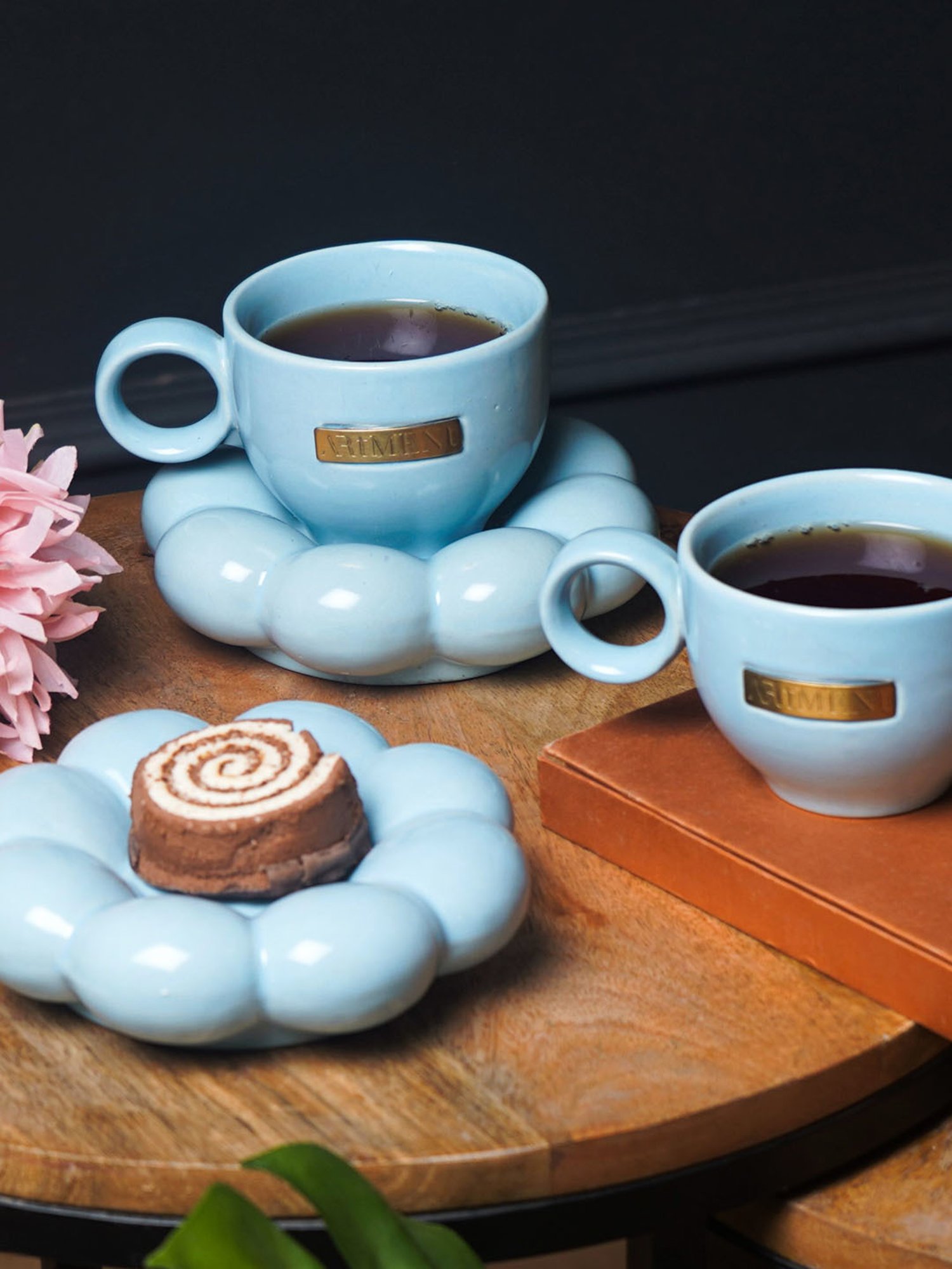 The Artment Sunflower Berry Blue Bloom Cup and Saucer Set