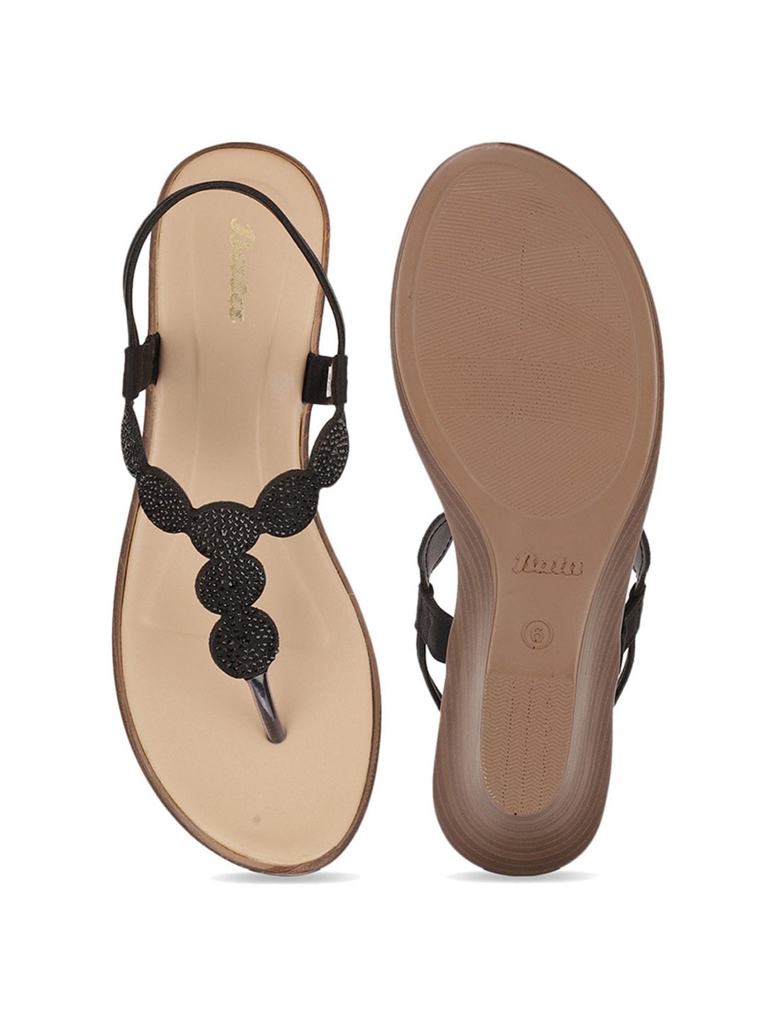 Bata Women's Black Sling Back Wedges