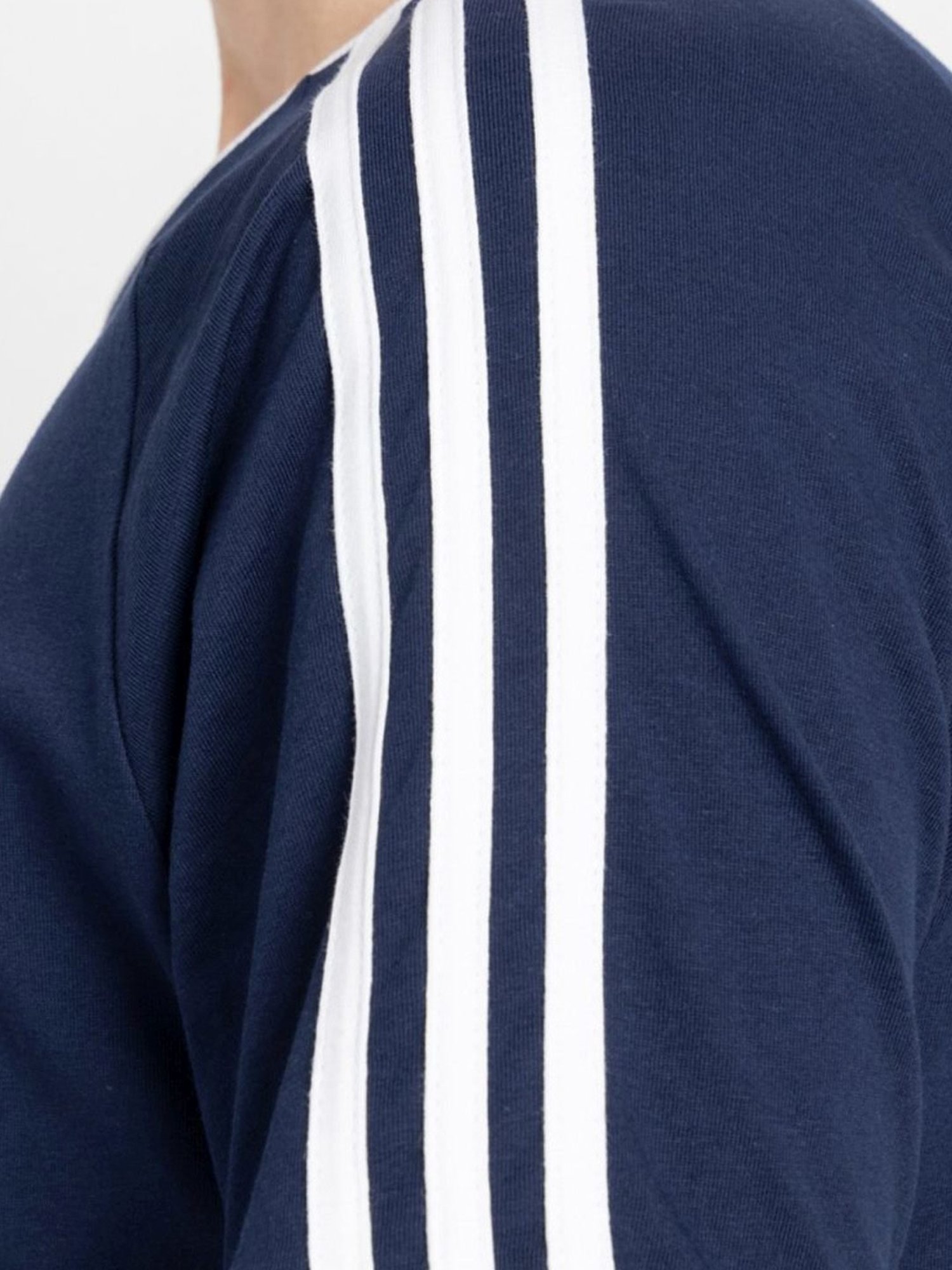 Adidas Originals Blue Regular Fit Striped T-Shirt