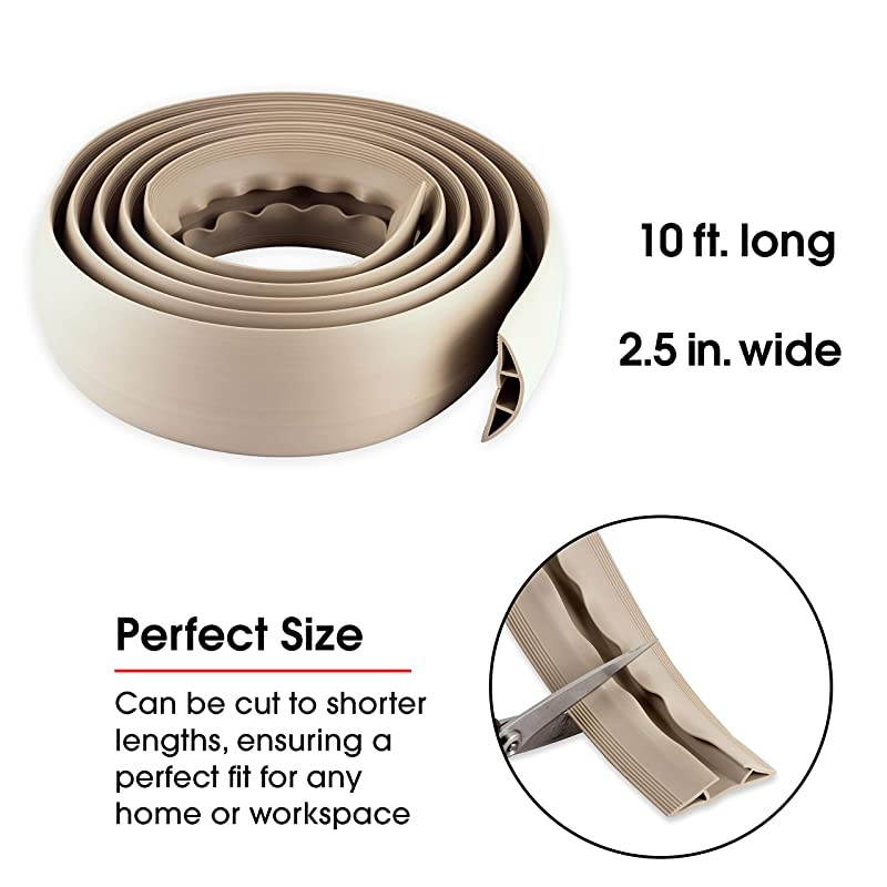 10 Ft Cord Cover Rubber Low Profile Cable Protector Tan 43002