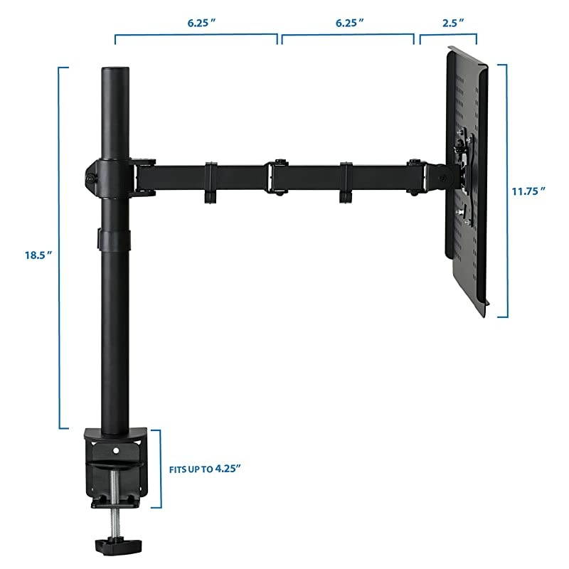 Laptop Desk Stand Mount | Articulating Vented Laptop Tray Mount | Fully Adjustable Laptop Arm Mount | Single Laptop Desk Extension with C-Clamp | Heavy-Duty Laptop Desk Stand (MI-4352LT)