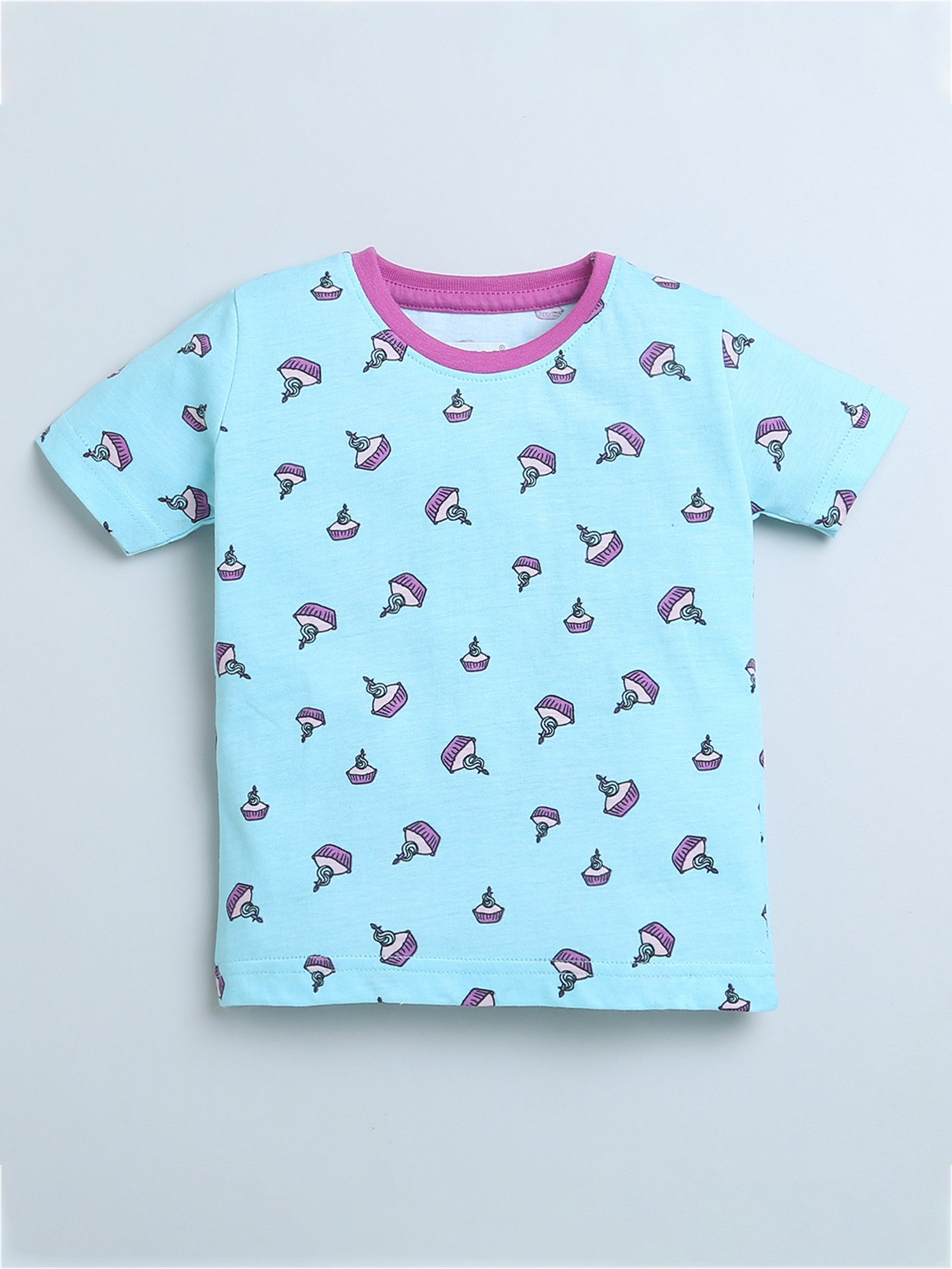 Bumzee Kids Coral & Green Printed T-Shirt (Pack Of 2)