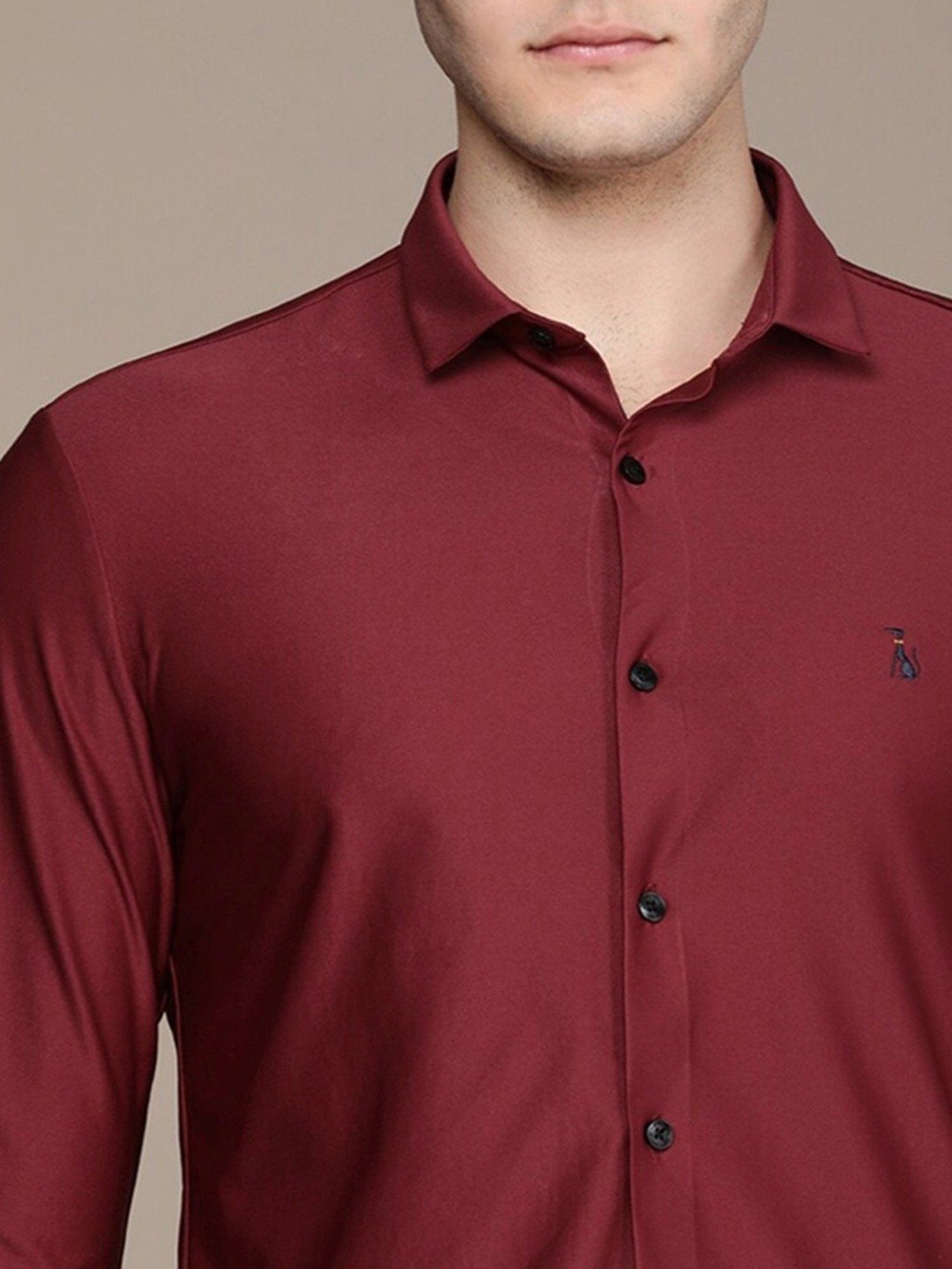 Simon Carter London Maroon Slim Fit Shirt