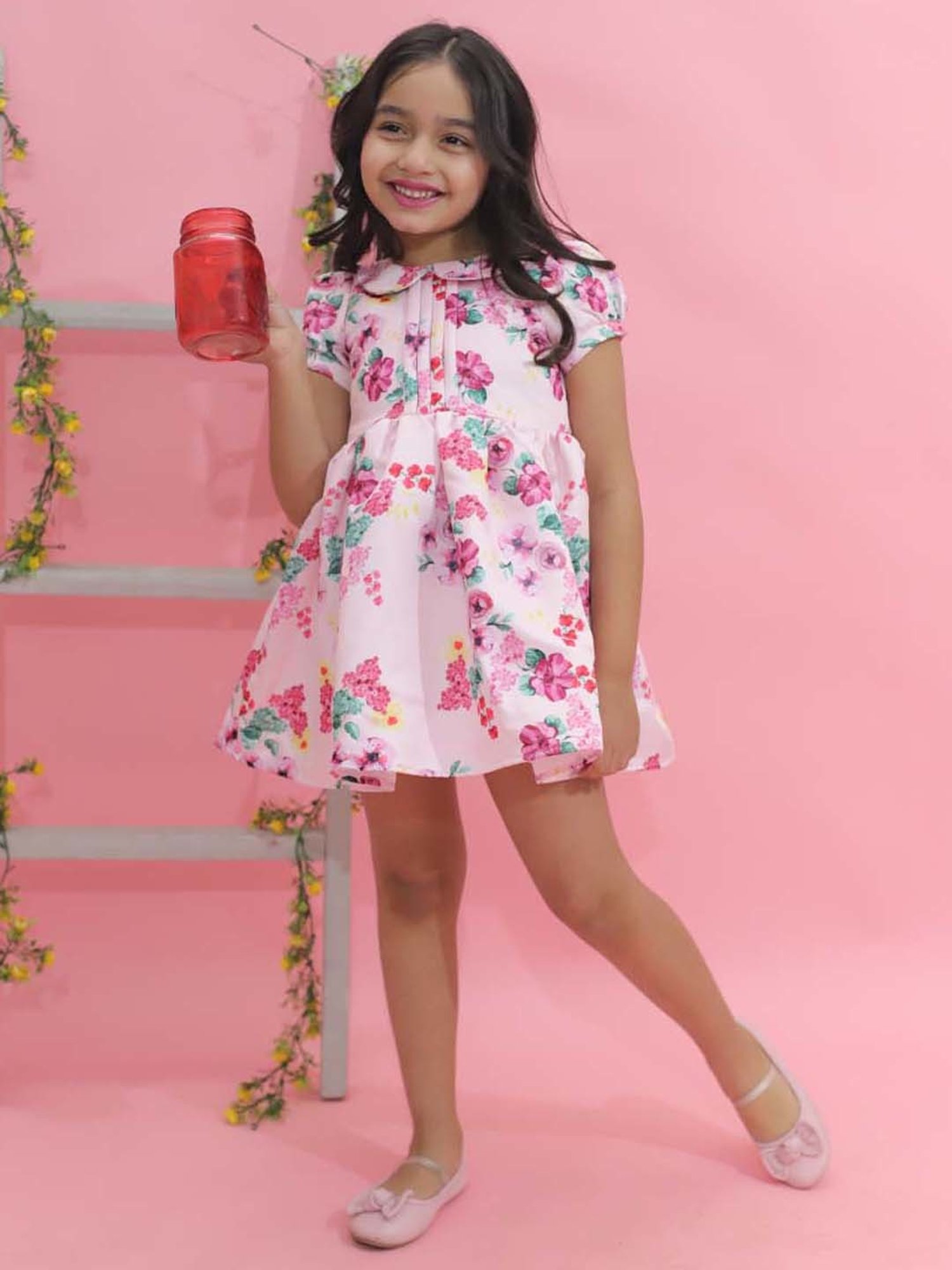 KidsDew Kids Pink Floral Print Dress