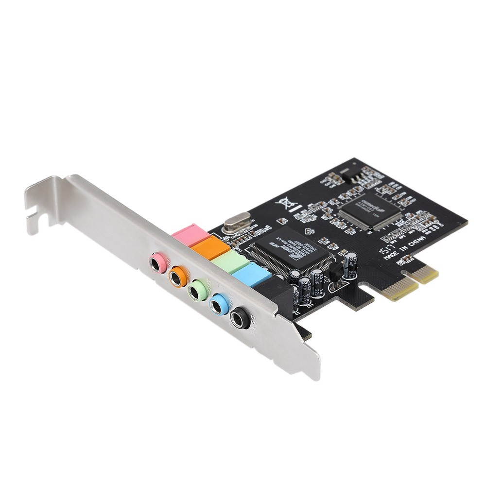 PCI-E Express Expansion Card 5.1 Sound 5 Port Sound Card Stereo Surround Sound Card for Desktop Black