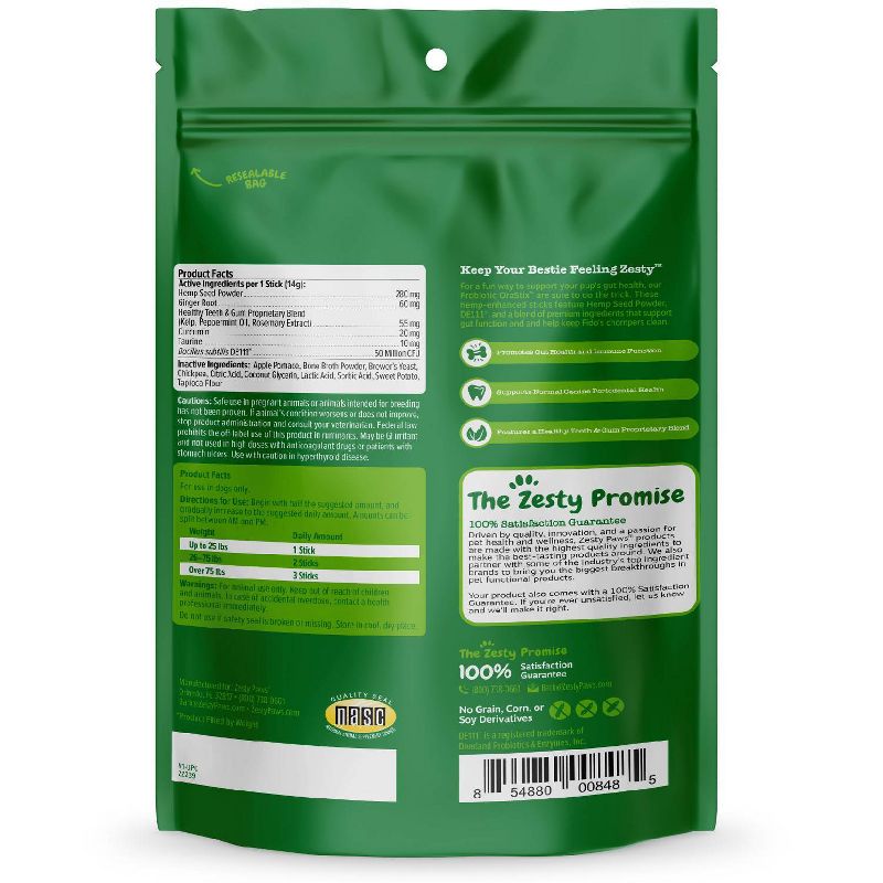 Zesty Paws Hemp Elements OraStix Probiotic Original Flavor - 12oz