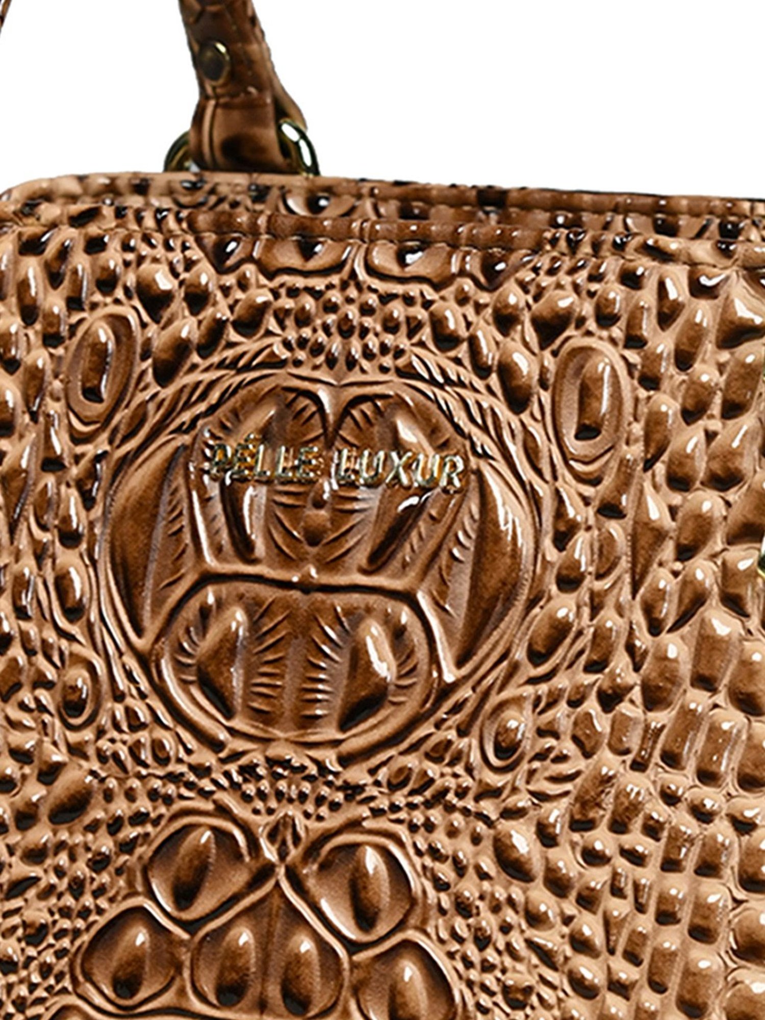 PELLE LUXUR Camel Brown Animal Effect Medium Satchel