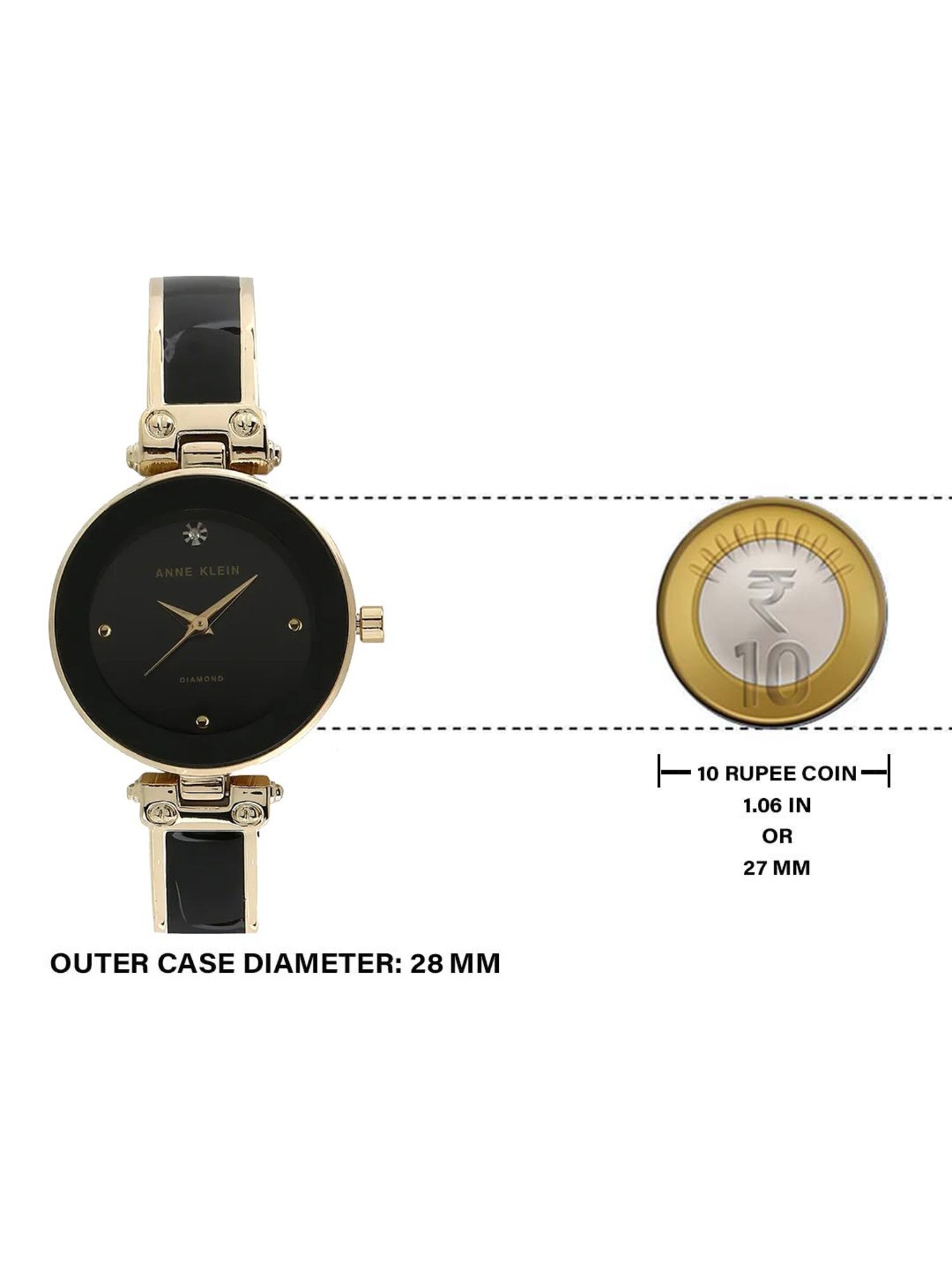 Anne Klein NDAK1980BKGB Diamonds Analog Watch for Women