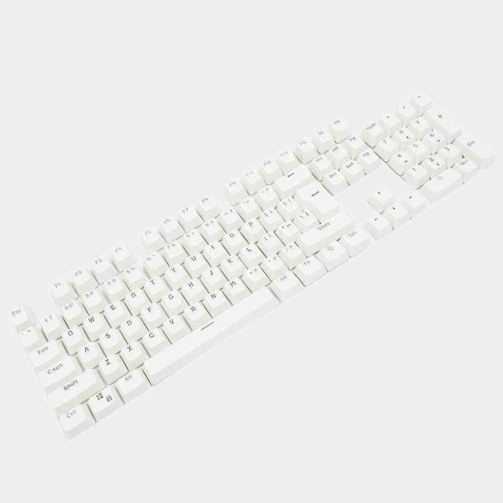 Bossi White Color 104 Keys PBT Double-shot Keycaps Replacement Mechanical Keycaps for Cherry Mechanical MX Switch Keyboard with Key Puller
