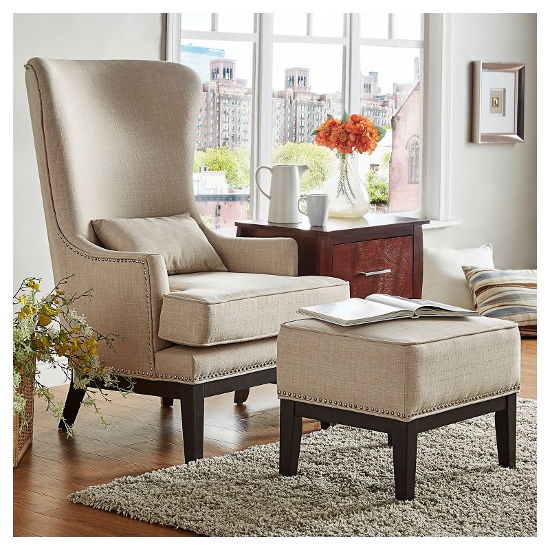 Park Way Grand Armchair with Ottoman Oatmeal - Inspire Q