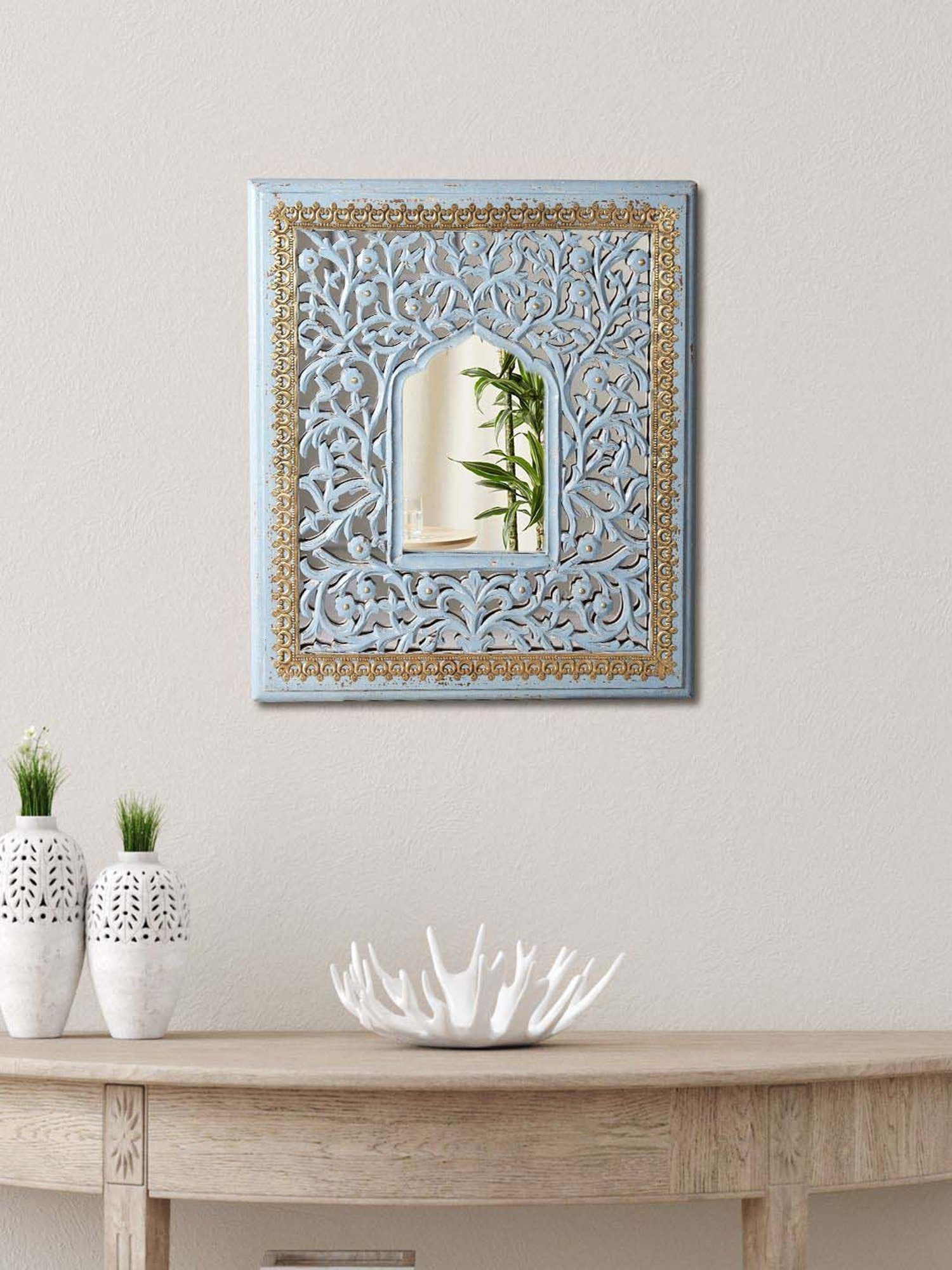 CHRONIKLE Pink Iron Sun Burst Designer Round Wall Mirror