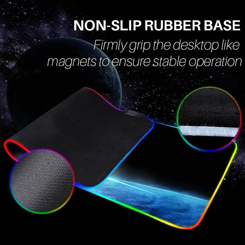 Gaming Mouse Pad Large RGB Mouse Pad Soft Oversize Glowing Led Extended Mousepad NonSlip Rubber Base Computer Keyboard Mouse Pad 14 Lighting Modes for Gaming 315 X 118in