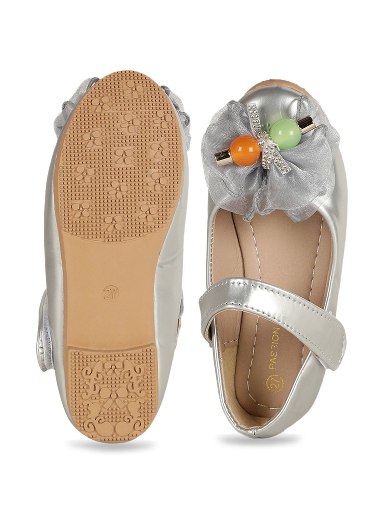 Passion Petals Kids Silver Mary Jane Shoes