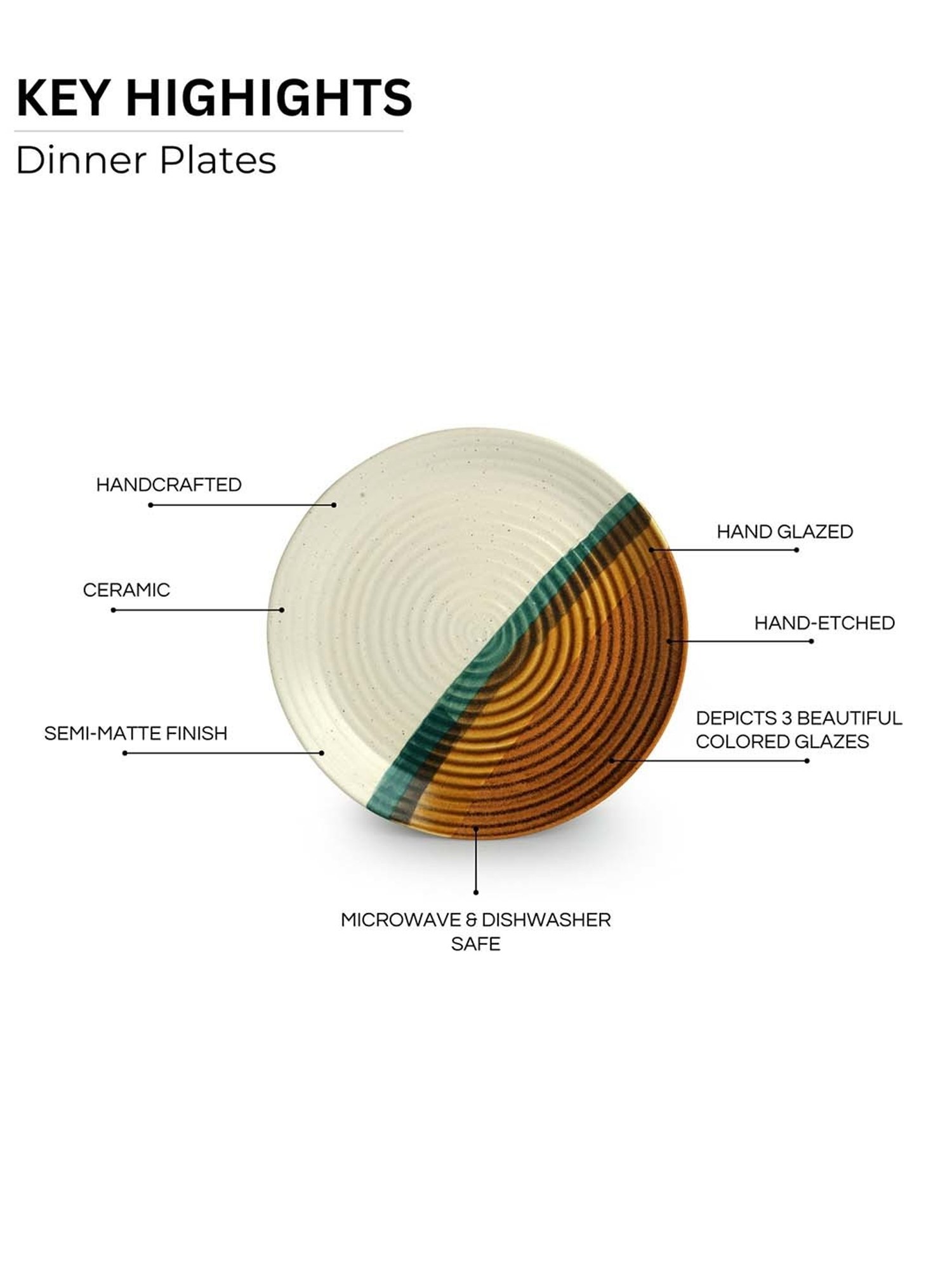 ExclusiveLane Zen Garden Brown & Green Ceramic Hand Glazed Dinner Plates - Set of 2