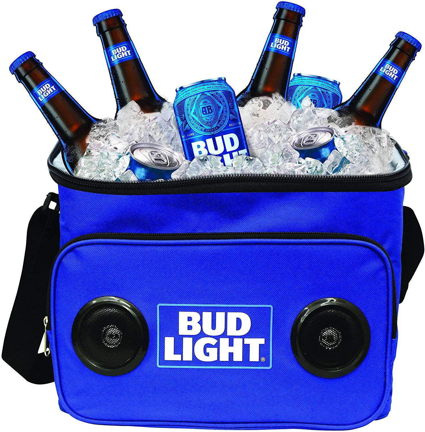 Bud Light Soft Cooler Bluetooth Speaker Portable Travel Cooler with Built in Speakers BudLight Wireless Speaker Cool Ice Pack Cold Beer Stereo for Apple iPhone, Samsung Galaxy