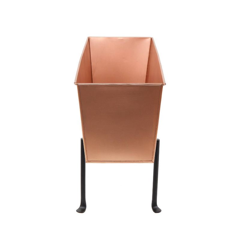 Medium Galvanized Metal Rectangular Planter Box with Folding Stand Copper - ACHLA Designs