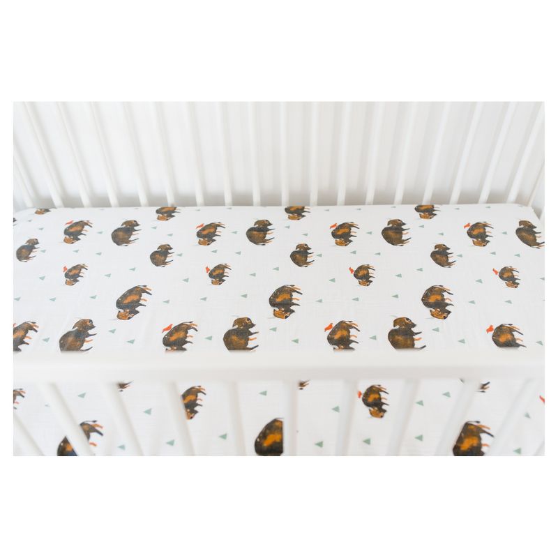 Little Unicorn Cotton Muslin Fitted Crib Sheet - Bison