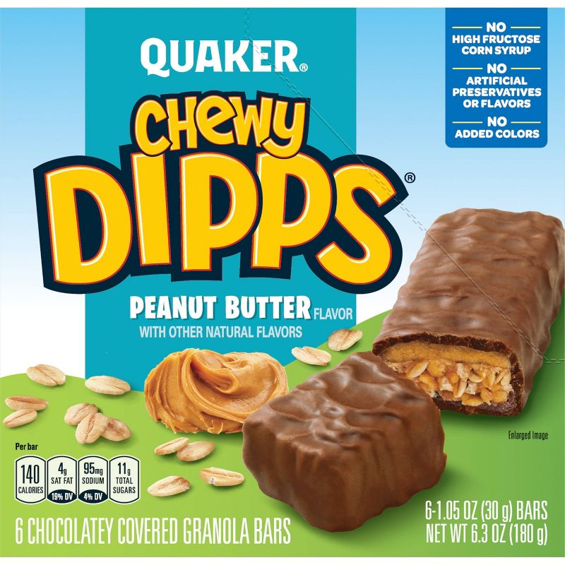 Quaker Chewy Dipps Chocolate Covered Peanut Butter Granola Bars - 6ct