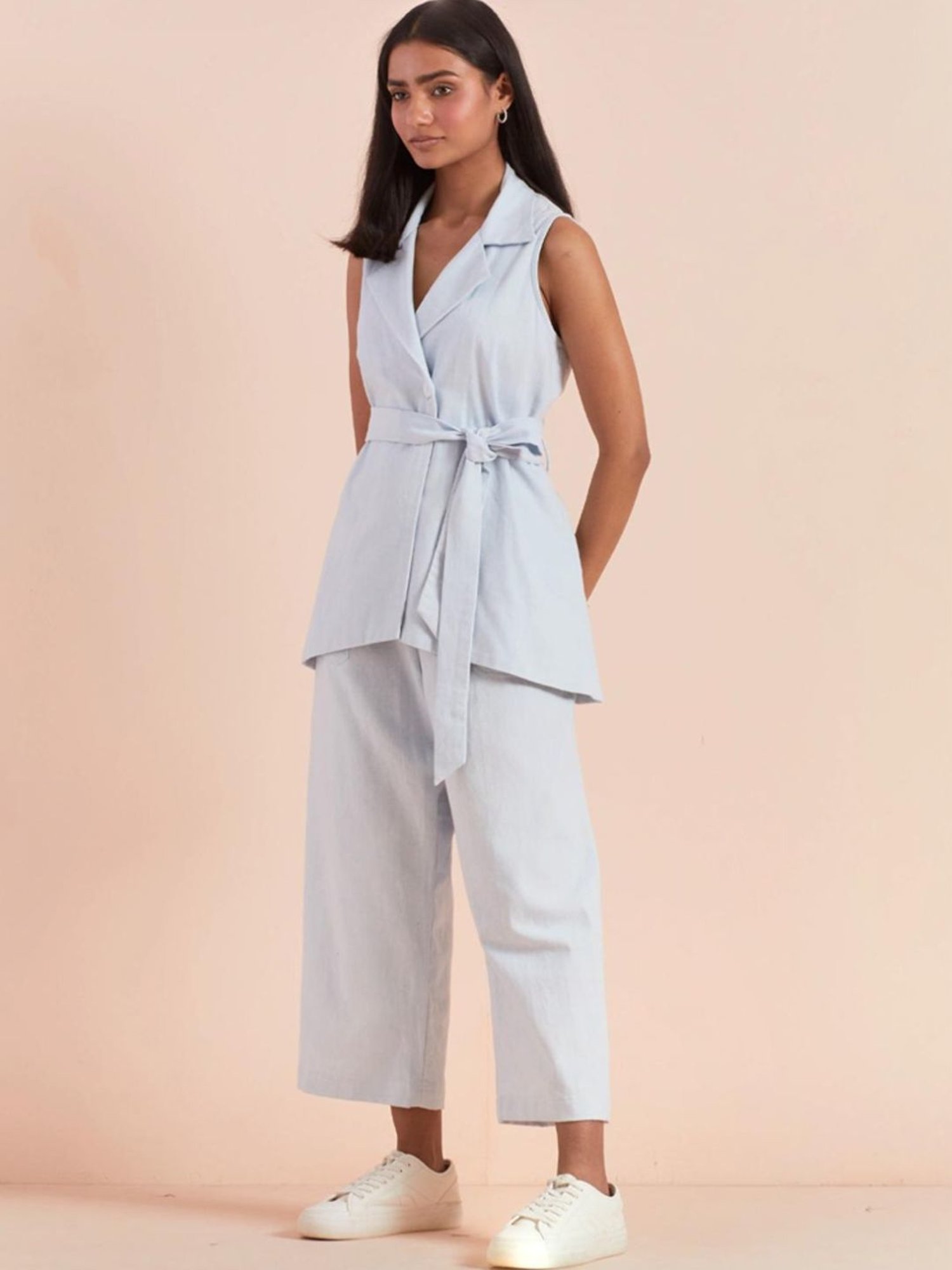 Priya Chaudhary Light Blue Yasha Twill Cotton Pant