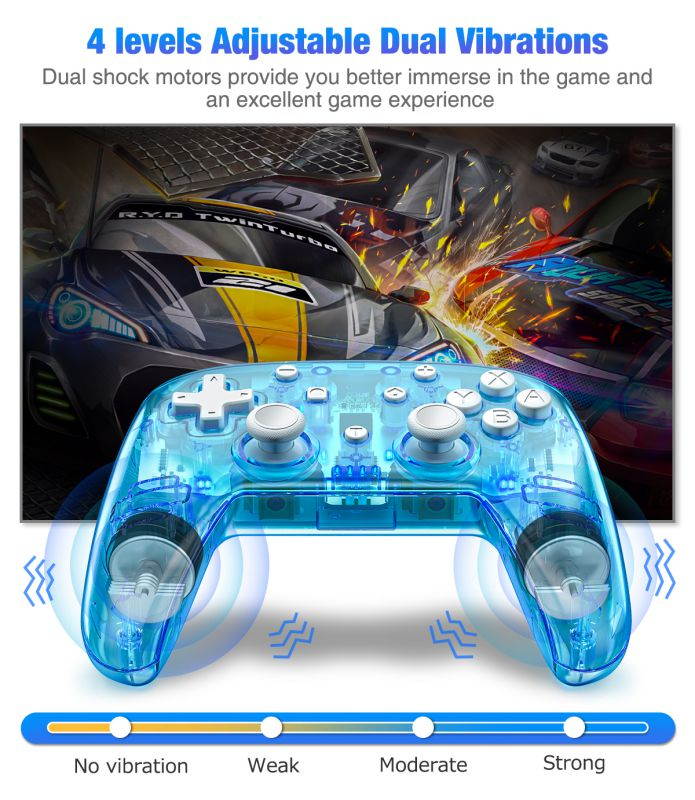 BEBONCOOL Wireless Switch Controller for Switch/Switch Lite, Replace for nintendo switch pro controller, Switch Remote Gamepads with LED Backlight, Turbo, Vibration, Motion Functions