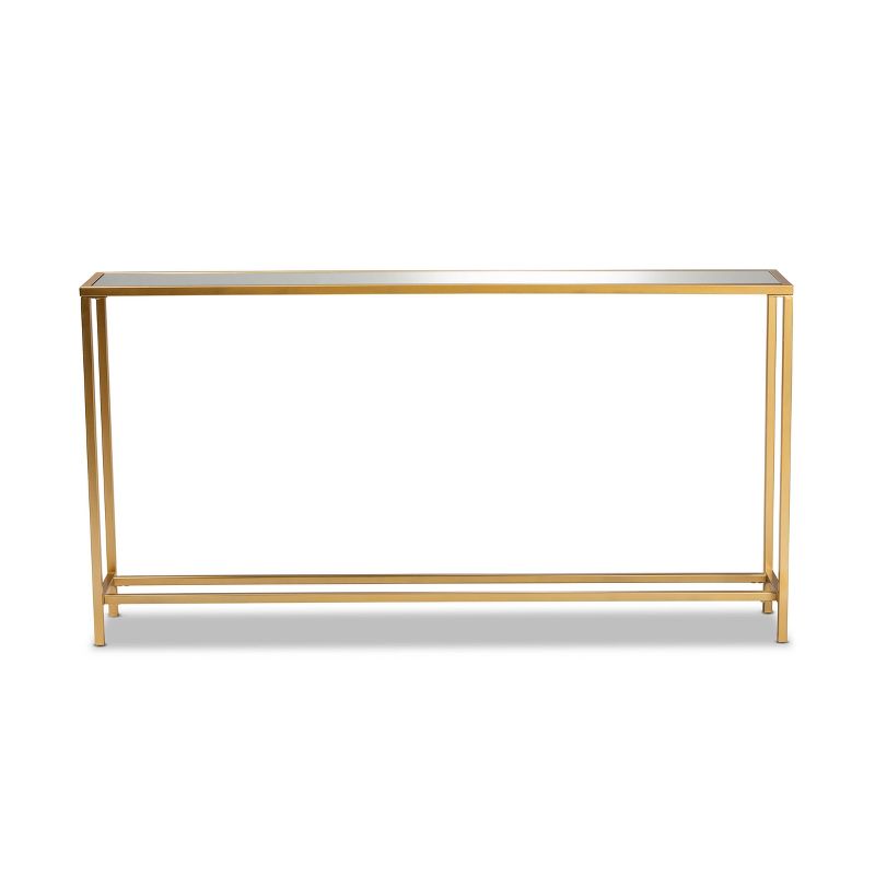 Alessa Glam Metal and Mirrored Glass Console Table Gold - Baxton Studio