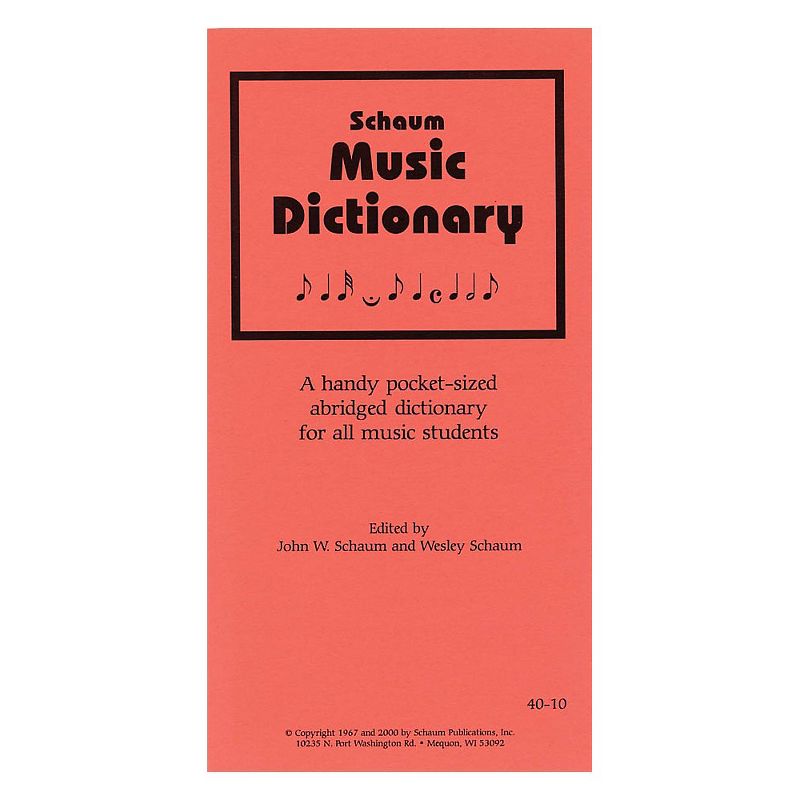 SCHAUM Music Dictionary Educational Piano Series Softcover