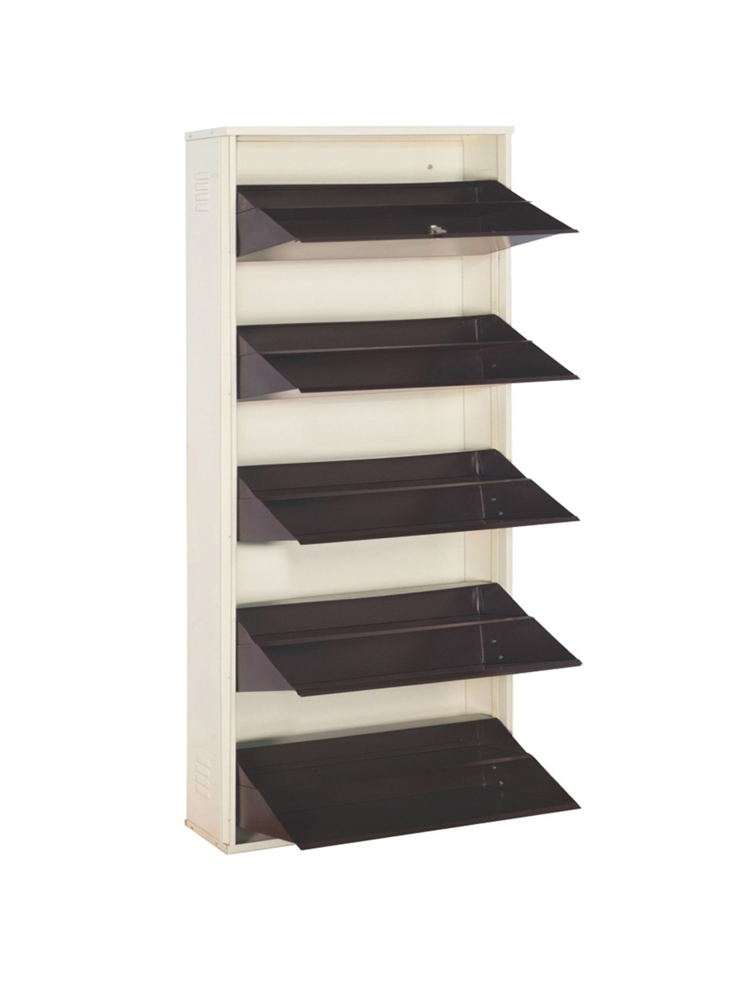 Delite Kom Metal Shoe Rack - 29" 10 Shelf, Double Decker, Ivory Coffee, PowderCoat, Wall Mount, DIY