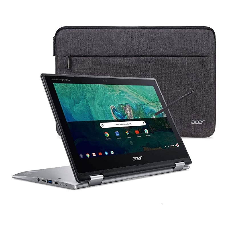 Chromebook Spin 11 Convertible Laptop, Intel Celeron N3350, 11.6" HD Touch Display, 4GB DDR4, 32GB eMMC, 802.11ac WiFi, Wacom EMR Pen, Sleeve, CP311-1HN-C2DV
