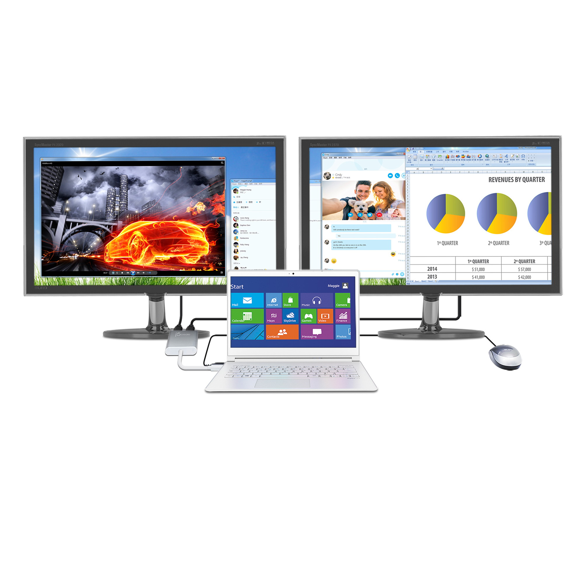 j5create USB 3.0 to Dual HDMI Multi-Monitor Adapter