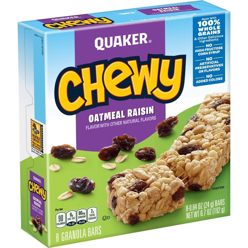 Quaker Chewy 90 Calories Low Fat Oat Meal Raisin Granola Bars - 8ct