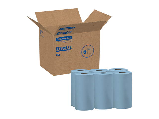 WypAll X60 Reusable Cloths (35431), Blue, Roll, 130 Sheets / Roll, 6 Rolls / Case, 780 Wipes / Case