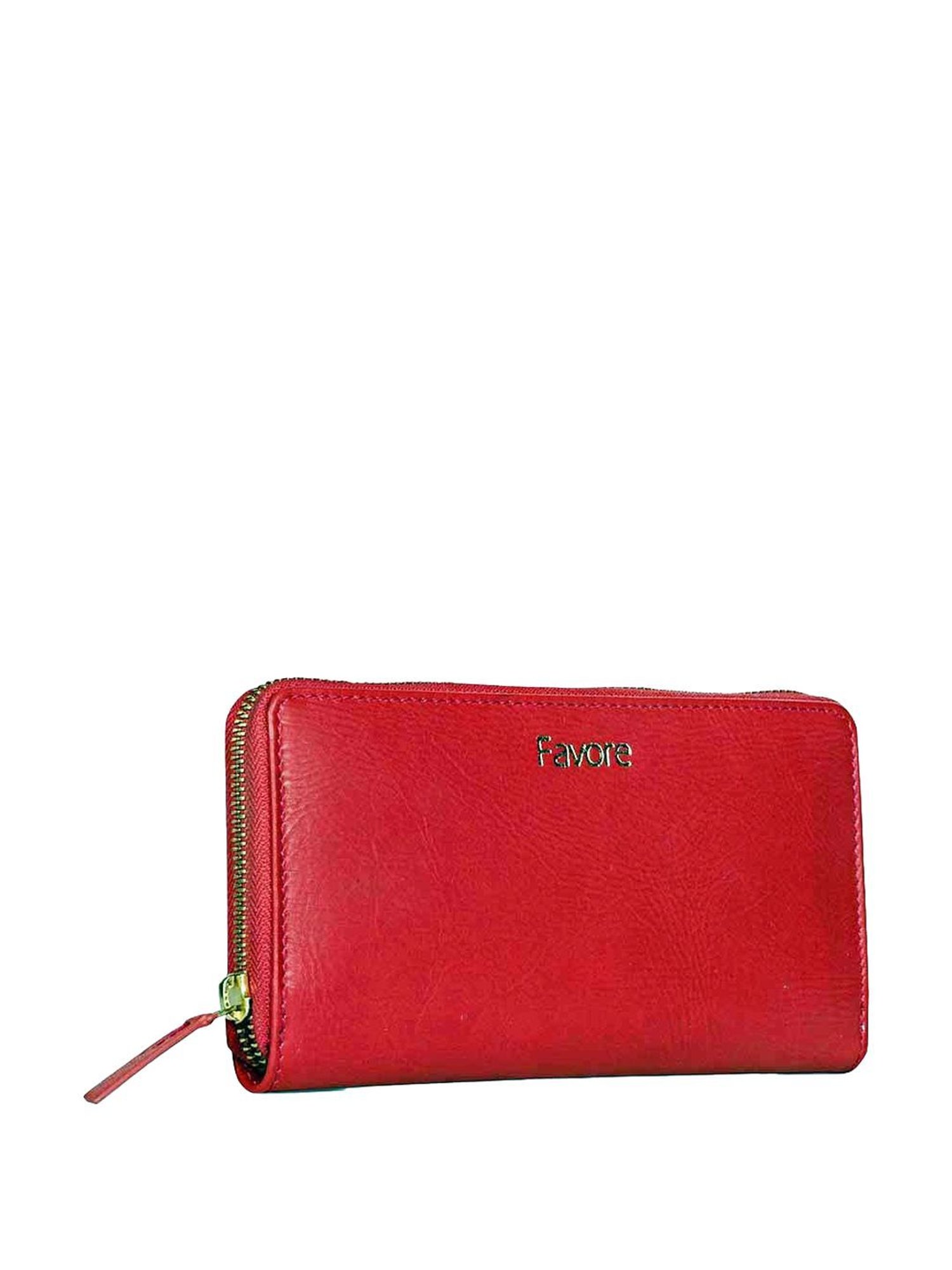 Favore Red Logo Zip Around Wallet For Women