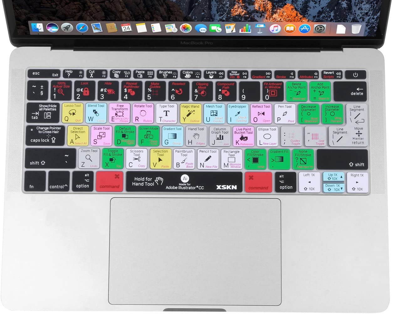 XSKN 2016 Shortcut Design Series Keyboard Skin Cover for New MacBook 12 (2015 Model A1534) and New MacBook Pro 13 (2016 Newest Version A1708, No Touch Bar), US&EU Version (Logic)