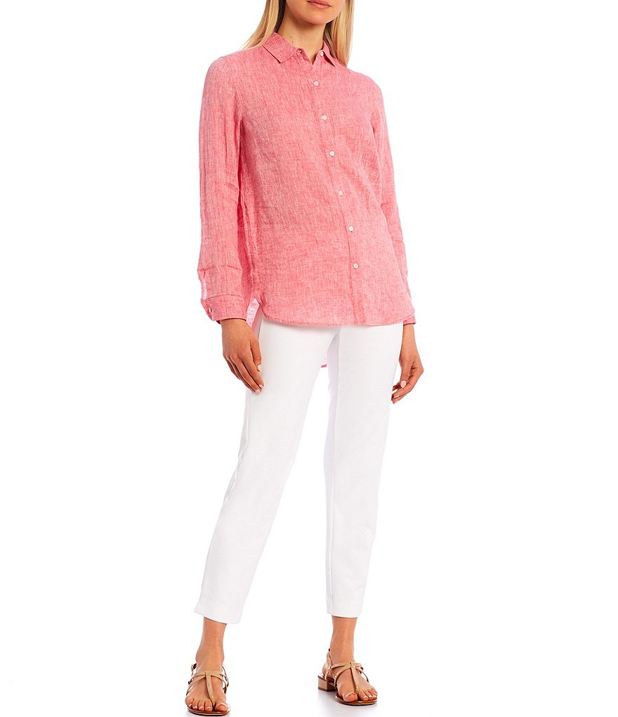 J.McLaughlin Britt Button Front Collared Linen Blouse