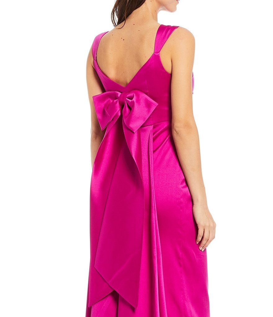 Aidan Mattox Stretch Mikado V-Bow Back Gown