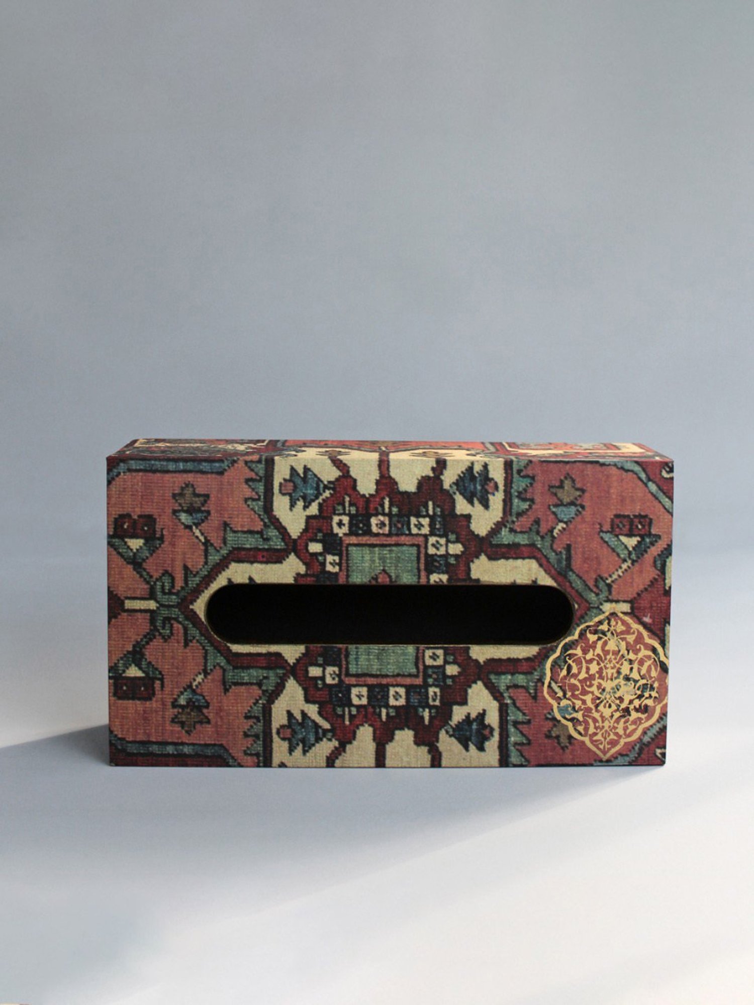 Karo Tapi Printed Multicolor Wood Tissue Box