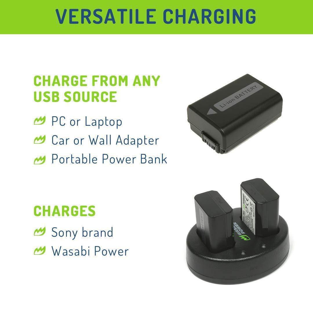 Wasabi Power Battery (2-Pack) and Dual Charger for Sony NP-FW50