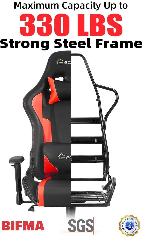 Eclife High Back Computer Game Chair with Adjustable Massage Lumbar Support and Headrest Racing Style Swivel Executive Office Desk Gaming Chair