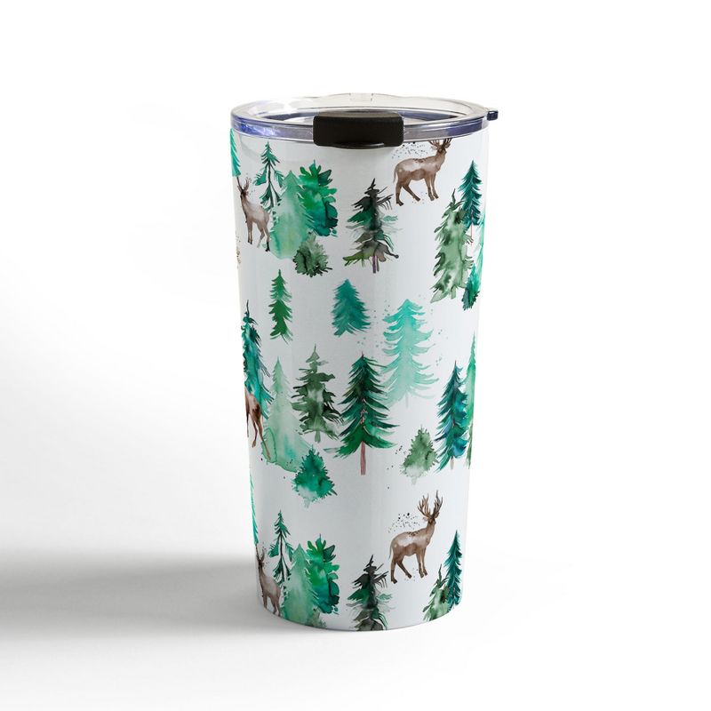 Ninola Design Deer Forest Watercolor Travel Mug 20 oz Stainless Steel Travel Mug - Deny Designs
