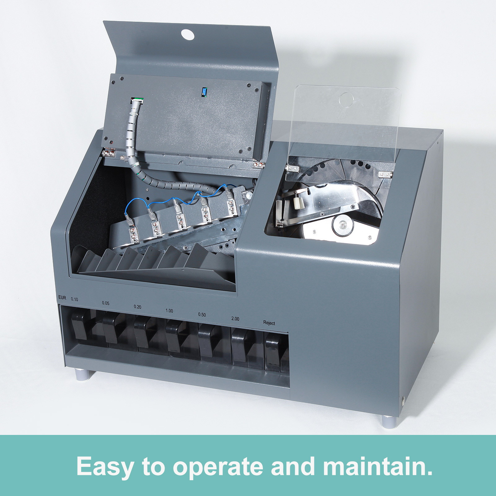 Ribao CS-610S+ Pro 7-Pocket Professional Coin Counter, Heavy Duty Bank Grade Coin Sorter with Alloy Sensor Counterfeit Detection, Two-Year After Service