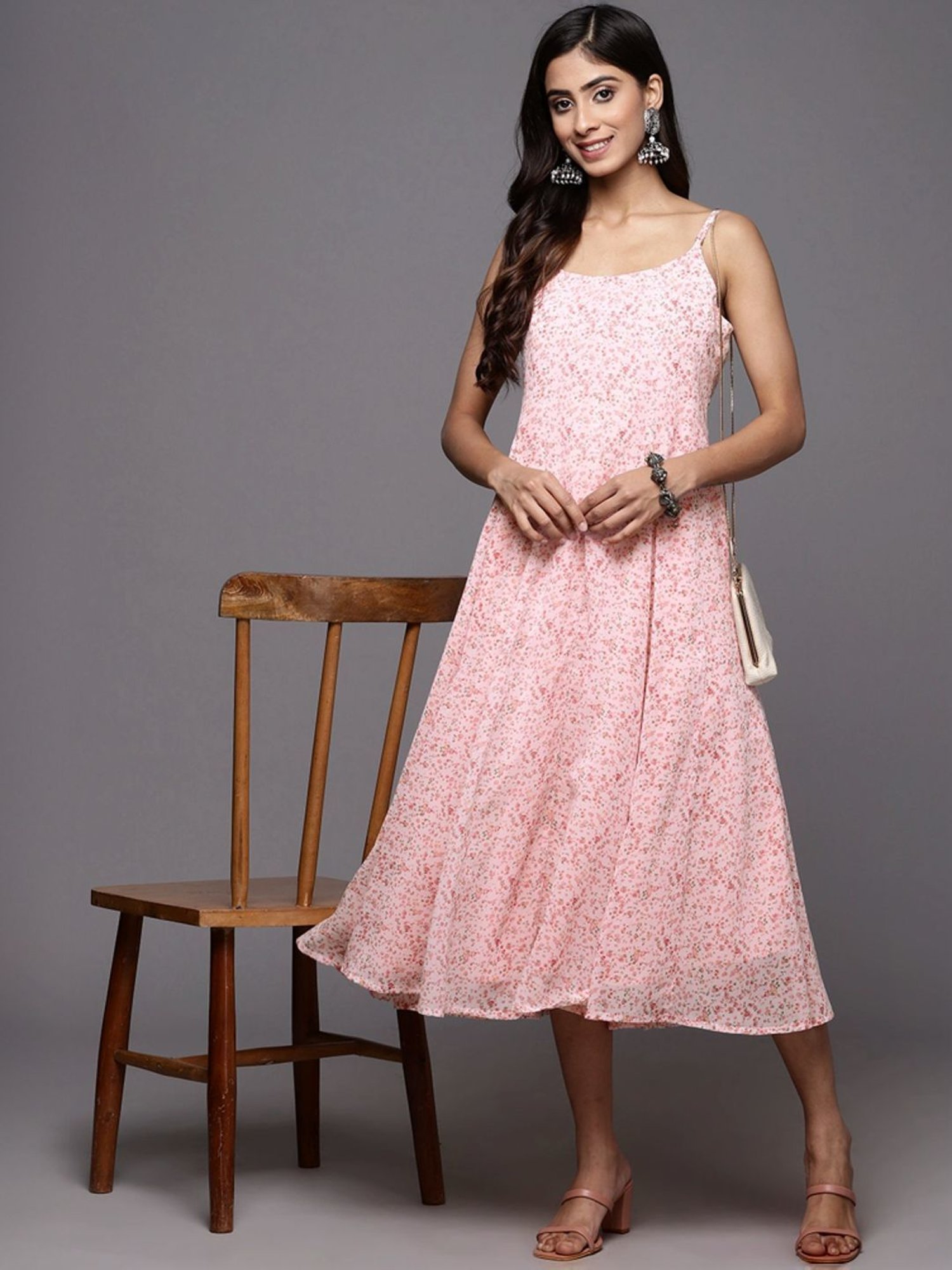 Saffron Threads Red Ethnic Dresses