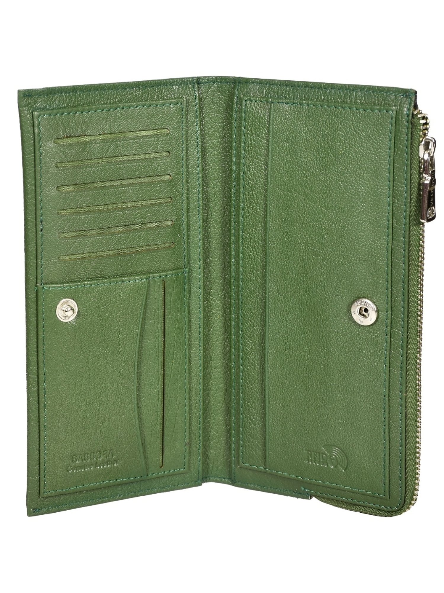 SASSORA EBONY Green Leather Textured Wallet
