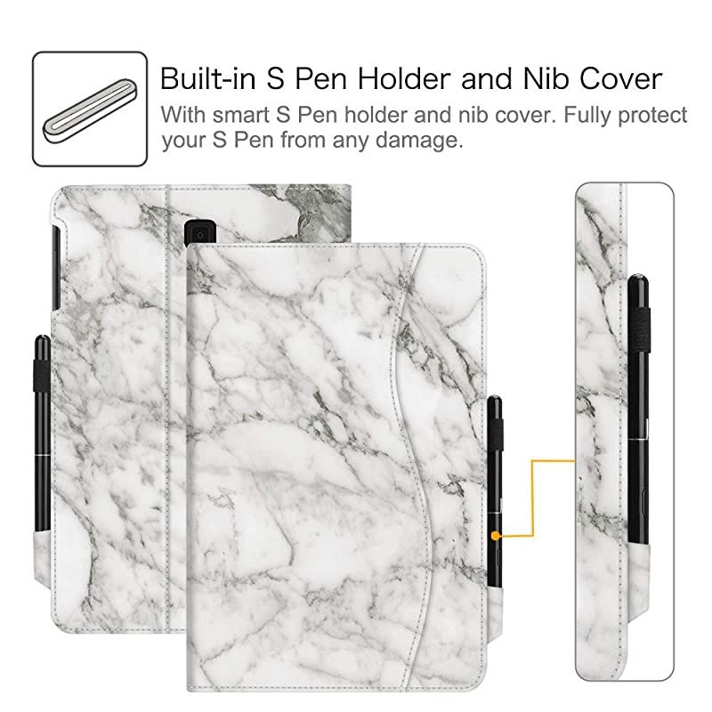 Case for Samsung Galaxy Tab S4 105 2018 Model SMT830T835T837 MultiAngle Viewing Stand Cover with S Pen Protective Holder Auto SleepWake Feature Marble