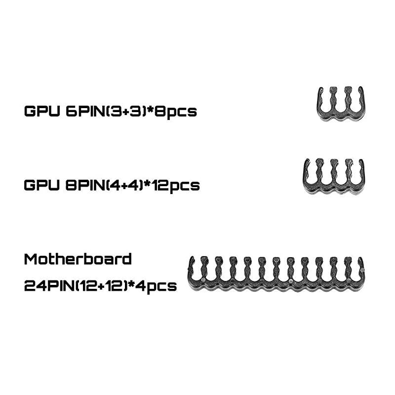 Cables PSU Extension Kit 18AWG 30cm ATX 24-pin,CPU4+4-pin,PCI-E 6+2-pin,PCI-E 6-pin for ATX Power Supply Cable with Black Cable Comb (Black/White)