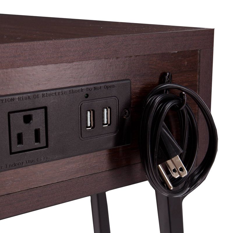 Side Table with USB Brown - Aiden Lane