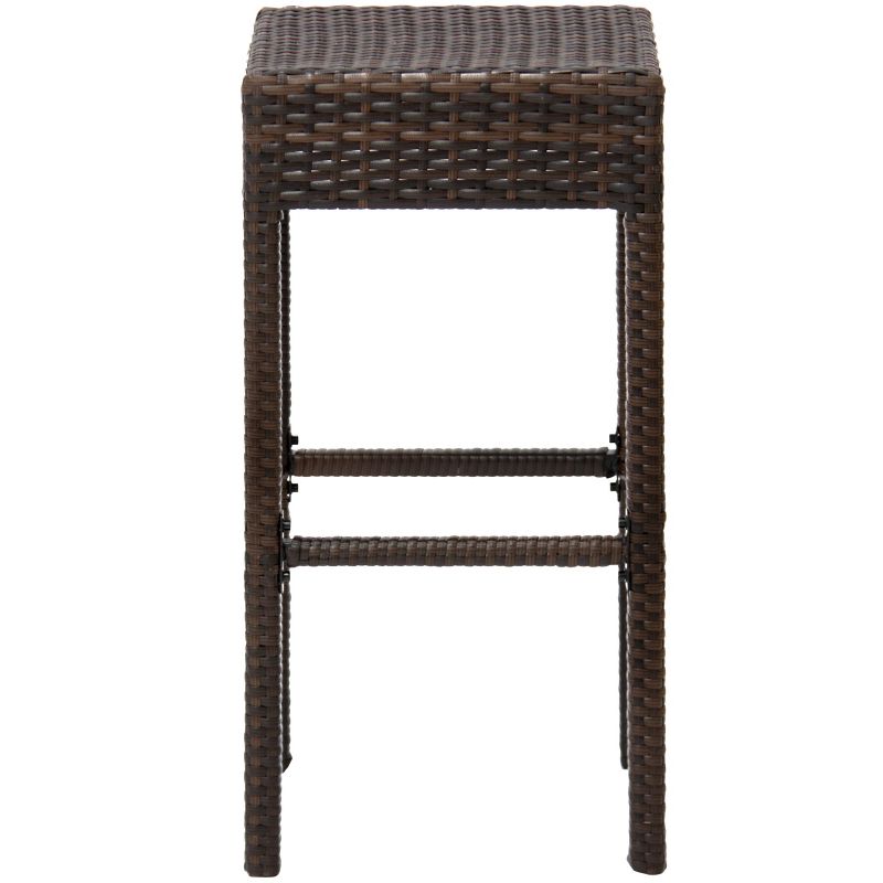 Best Choice Products Set of 2 Dual-Tone Outdoor Furniture Backless Wicker Bar Stools - Brown