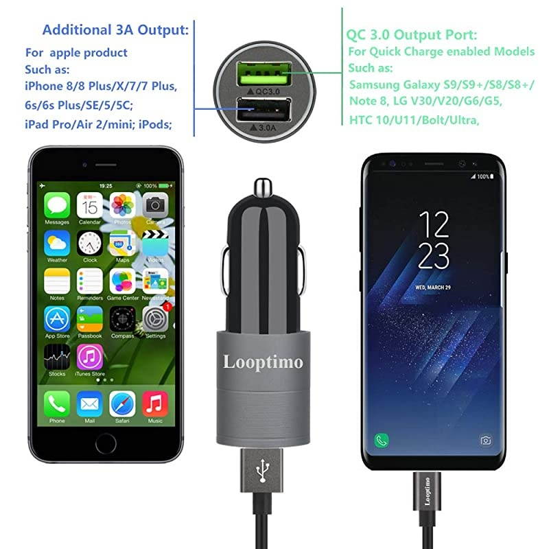 USB C Car Charger Adapter Compatible with Compatible for Samsung Galaxy S20 PlusS20S20 UltraS10+S10S10eS9+S9S8 Note 2010 9818w Fast 3FT Charging Type C Cable