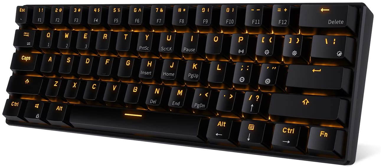 RK ROYAL KLUDGE RK61 Wireless 60% Mechanical Gaming Keyboard, Ultra-Compact Bluetooth Keyboard with Linear and mechanical Switch, Compatible for Multi-Device Connection