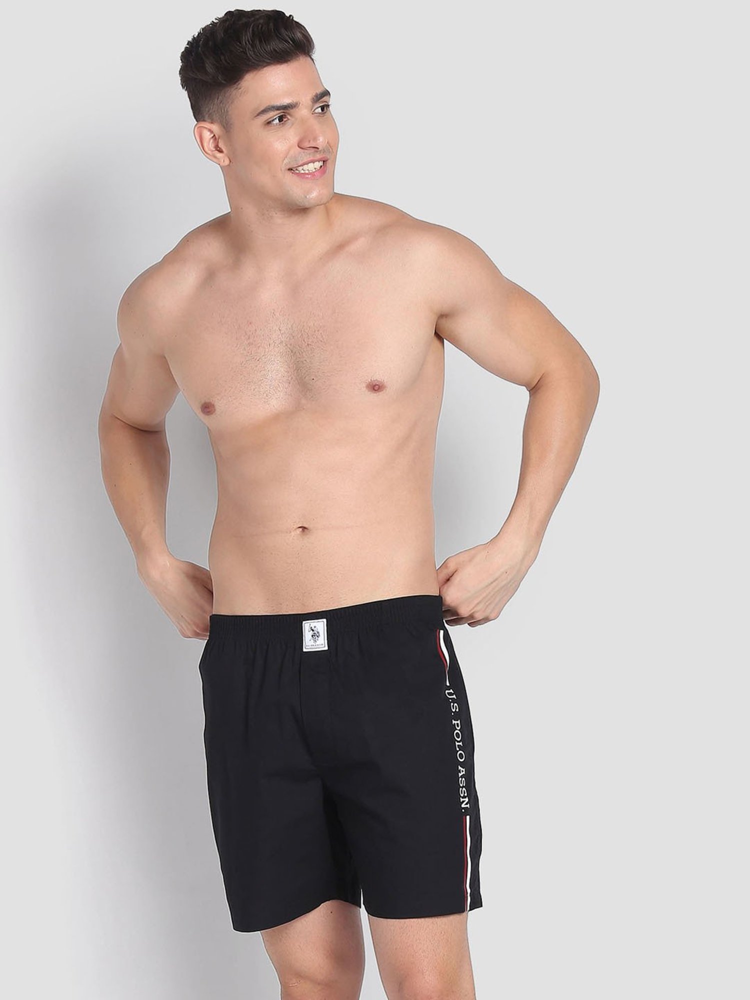 U.S. Polo Assn. Black Cotton Regular Fit Striped Boxers